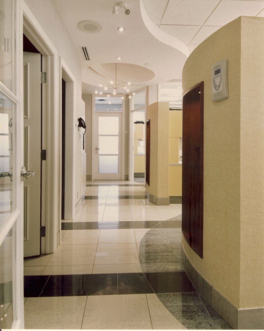 Dental office entry into operator area from reception