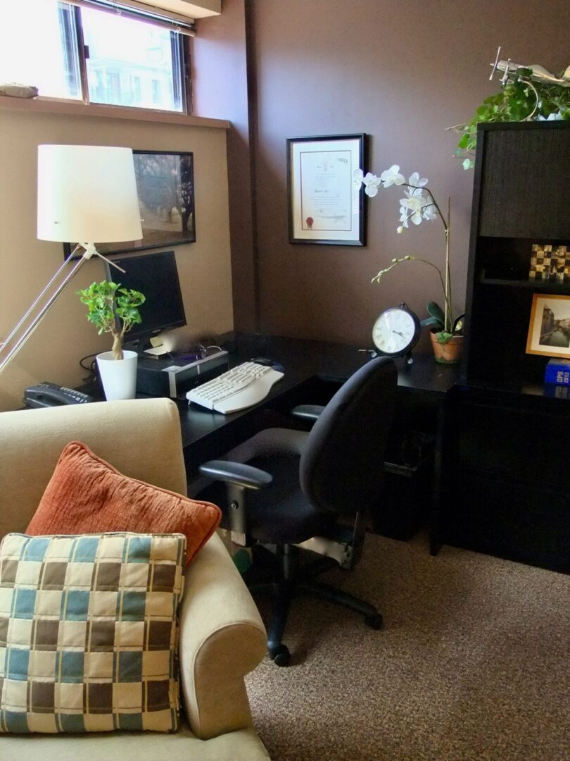 Small professionals office desk area