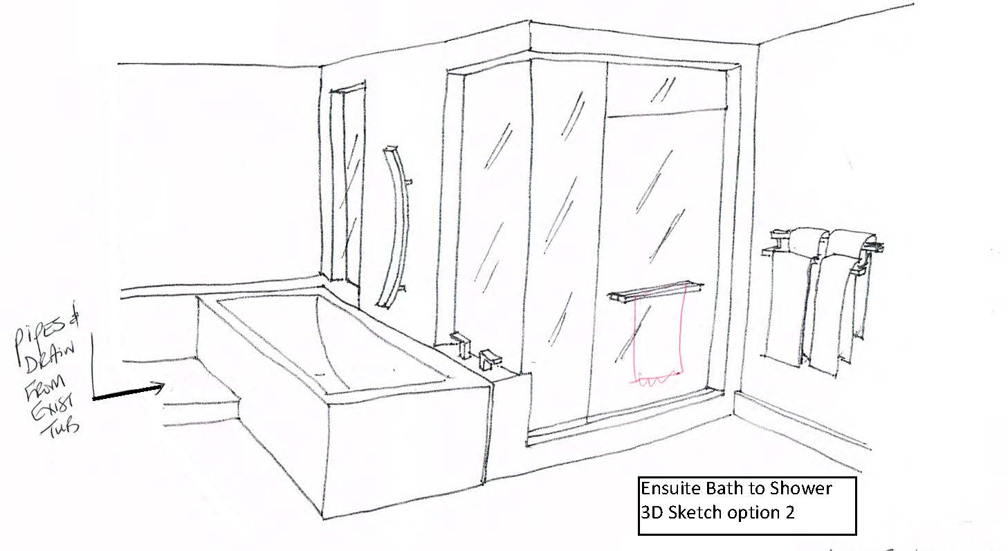 En suit bath to shower 3D sketch